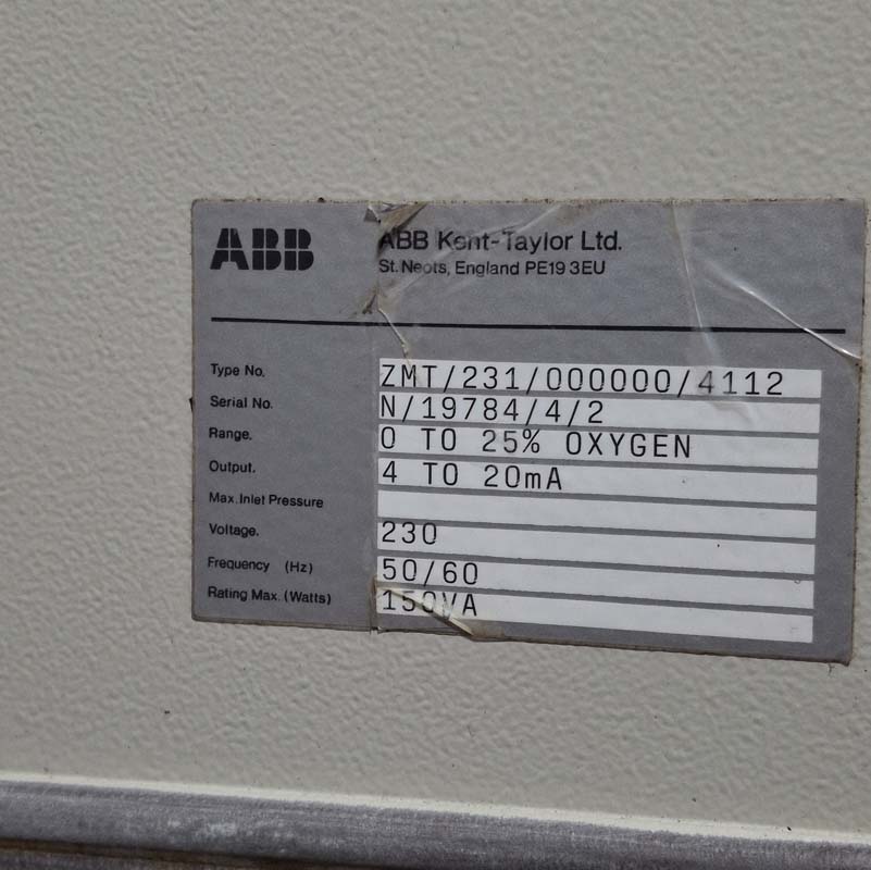 ABB KENT-TAYLOR ZIRCONIA ZMT-231-000000-4112 OXYGEN ANALYZER PANEL-2 ABB KENT-TAYLOR ZIRCONIA ZMT-231-000000-4112 OXYGEN ANALYZER PANEL