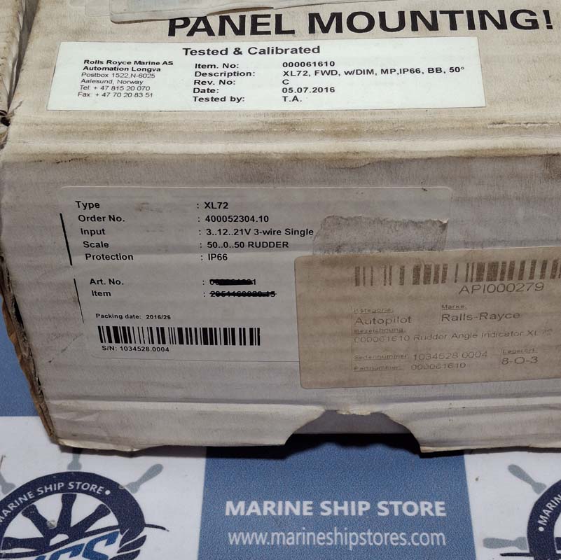 ROLLS ROYCE DEIF XL72 400052304.10 RPM RUDDER ANGLE INDICATOR
