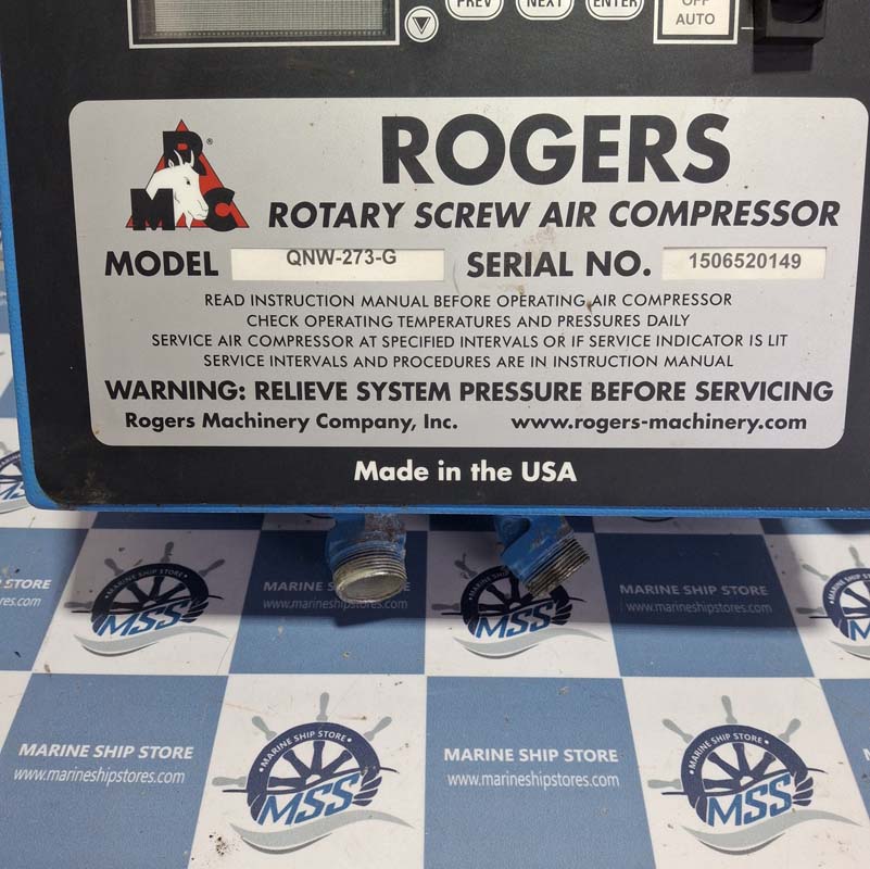 ROGERS QNW-273-G ROTARY SCREW AIR COMPRESSOR