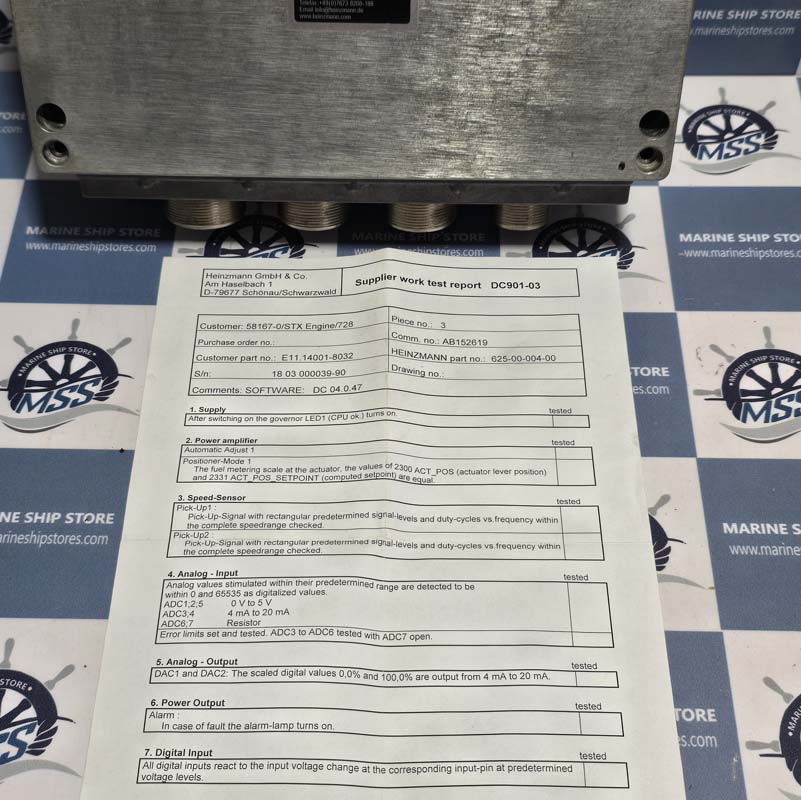 HEINZMANN DC 901-03-C BASIC-SYSTEM E625-00-004-00 ENGINE & TURBINE CONTROLS