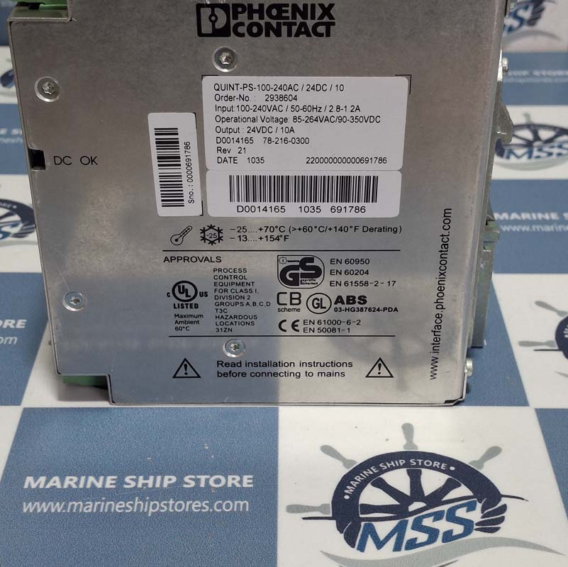 PHOENIX CONTACT QUINT-PS-100-240AC-24DC-10 POWER SUPPLY UNIT
