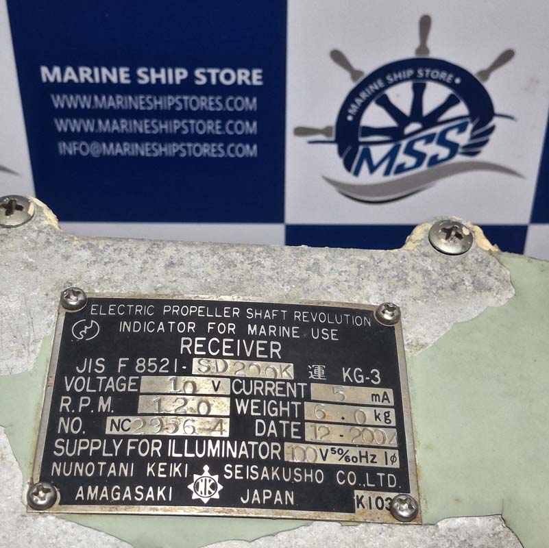 NUNOTANI KEIKI SEISAKUSHO JIS-F-852I-SD-200K ELECTRIC PROPELLER SHAFT REVOLUTION INDICATOR